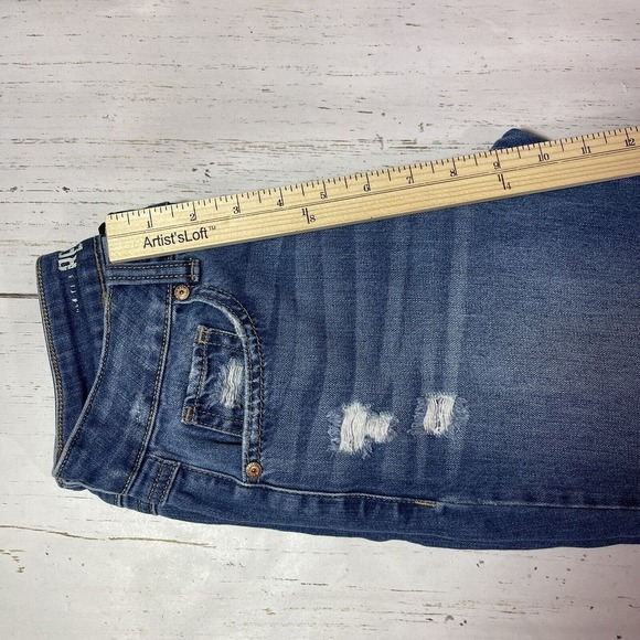 Rewash Jeans Womens 1/25 Blue Distressed High Rise Button Fly Frayed Hem Denim - Picture 11 of 16